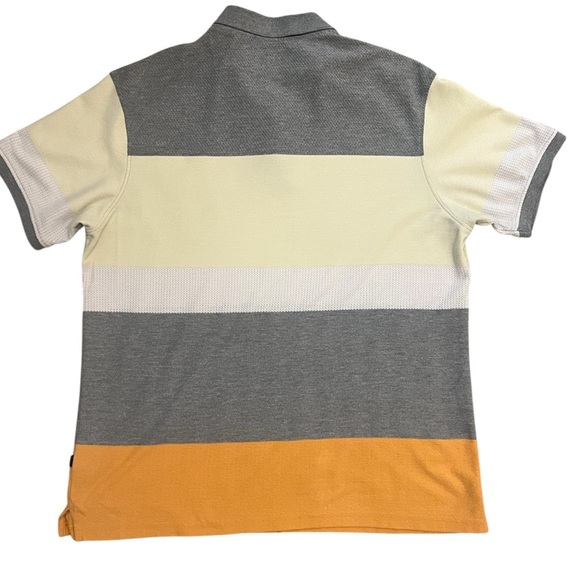 Men’s Collared Slim Fit Polo, stretchy material, yellow stripe, Men’s XL - Picture 3 of 3